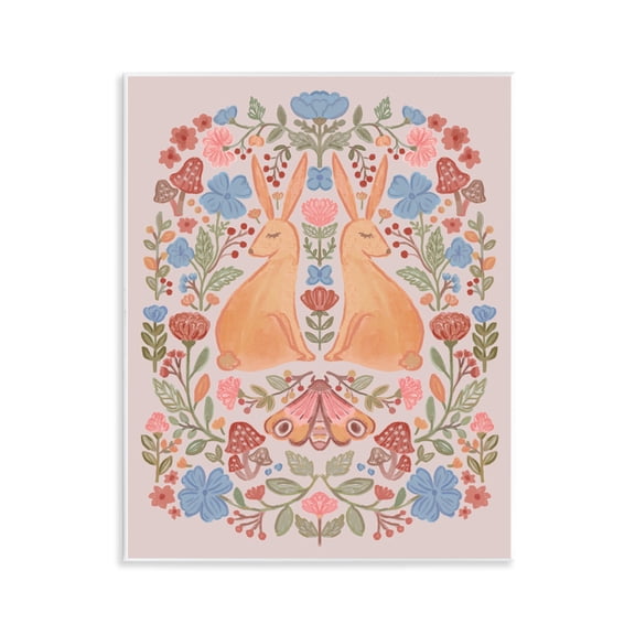 Stupell Industries Autumnal Folk Rabbits Animals Painting Unframed Art Print Wall Art, 11 x 14