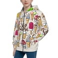 thumbnail image 2 of Xecao Ice Cream Pattern Zip Up Hoodies for Boys Girls, Sweatshirt with Pockets-Small, 2 of 6