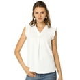 thumbnail image 2 of INSPIRE CHIC Blusas vintage sin mangas con volantes para mujer Tops de trabajo con ribete de volantes blanco S, 2 of 6