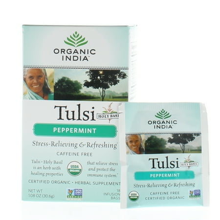 ORGANIC INDIA Tulsi Peppermint Herbal Tea Bags 18 Count