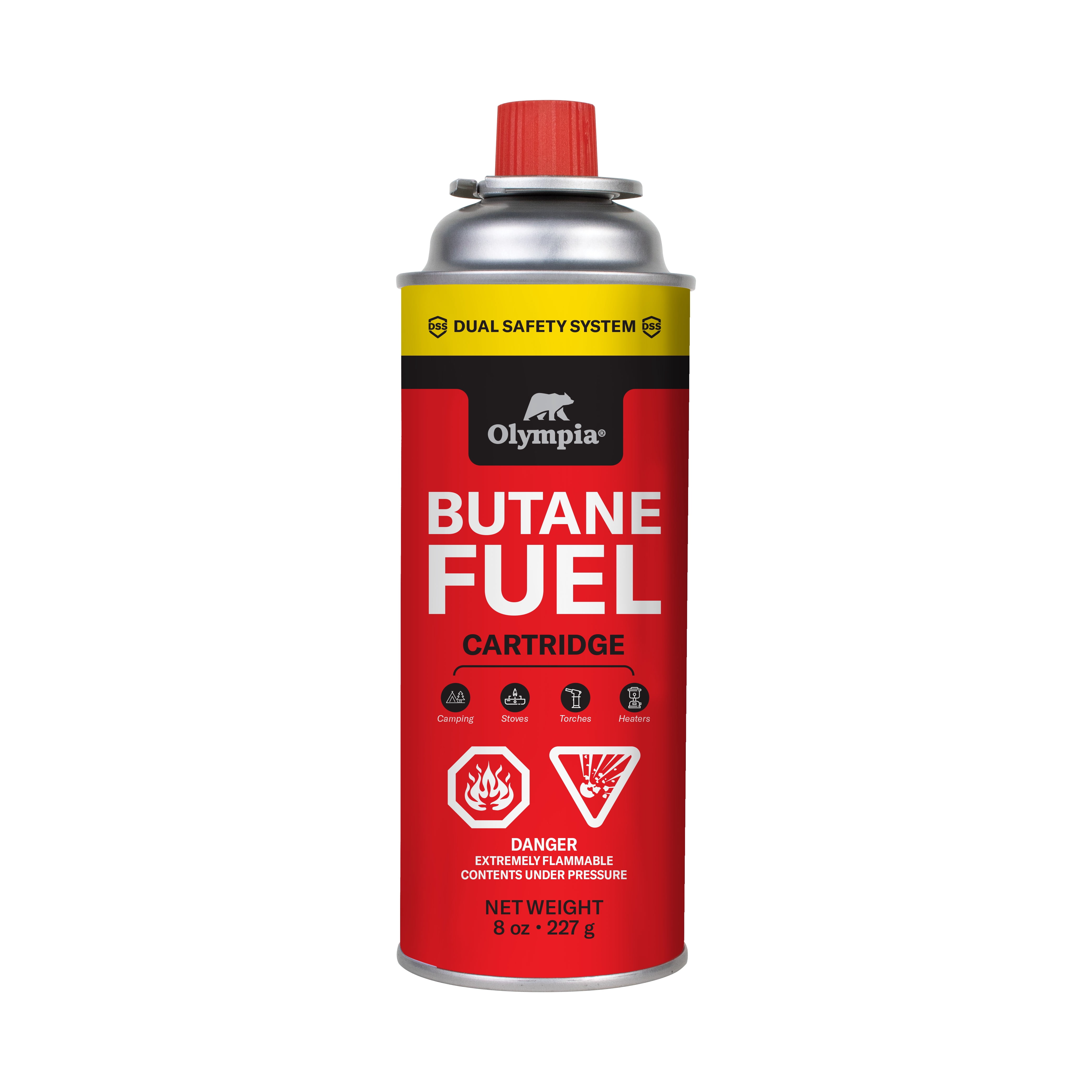 Olympia Brand Butane Gas Cartridge – 8oz (227g) - for Stoves & Portable Appliances. 1 Canister.