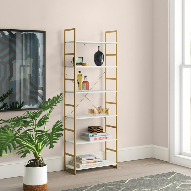 Homfa Standard Bookshelf Bookcase, 6 Tier Tall Bookshelf, Display Shelves  Standing Cube Organizer for Living Room, Dark Oak