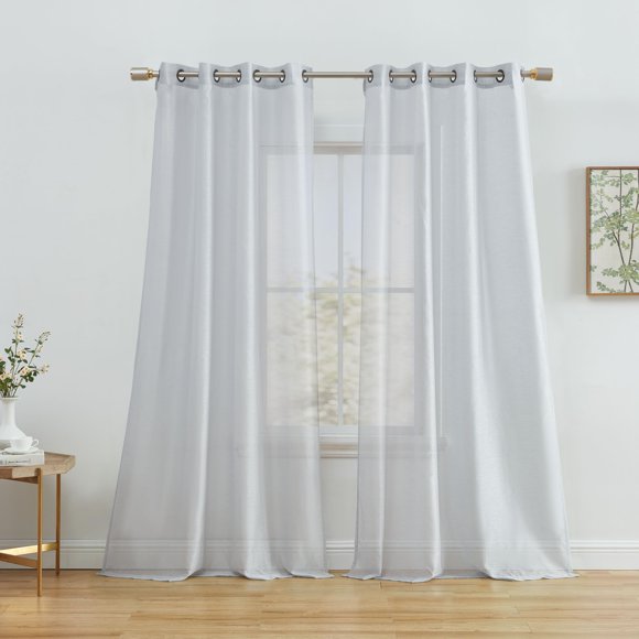 Cortina de ventana HLC.ME semitransparente de gasa, 2 paneles, 54 x 108 cm, color gris