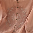 thumbnail image 5 of Holzkary Embroidered Tops for Women Cotton and Linen Embroidered Shirt Wide Elastic Stand Collar Single Bead Button Loose Top Casual Summer Boho T Shirts Loose Fit Half Sleeve Floral Blouses Pink L, 5 of 6
