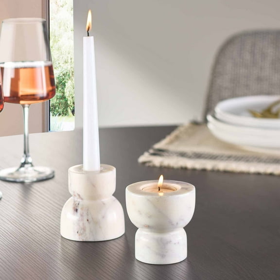 Better Homes & Gardens Modern Marble Taper Votive Candleholder Set, 2-Piece, 3"