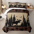 thumbnail image 2 of Castle Fairy Woodland Animal Deer Moose Quilt Full,Rustic Vintage Cabin Full Bedspread Sets,Black Tan, 2 of 7