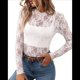 thumbnail image 3 of Blusa de de Larga para Mujer con Cuello Alto Transparente Flores Blancas XL, 3 of 10
