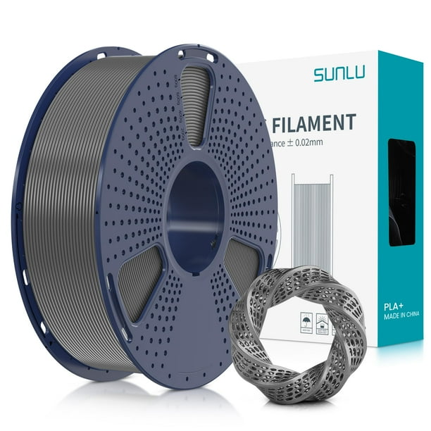 Filamento para impresora 3D SUNLU PLA Plus de 1,75 mm, bobina de 1 kg, color gris