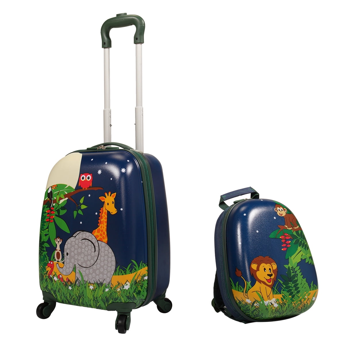 Prettyshop4246 Kid Luggage Suitcase Backpack Adorable Animal Pattern on a Luggage Set of 2 Pcs Kid Suitcase Backpack Multi Wheel Trip Travel Visit Grandparent or Friend School Storage Sturdy Modern