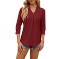 thumbnail image 5 of Women's Fashion Casual Spring And Summer New Solid Color Point Sleeve V Neck Casual Loose T Shirt Top Running Tee Shirts Women Neck Long Sleeve Tops for Women Short Sleeve T Shirt Athletic Wear for, 5 of 5