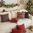 thumbnail image 2 of Taibuwu Set of 2 Red Christmas Scottish Plaid Throw Pillow Covers 18x18 Inch Green Woven Farmhouse Winter Decorative Pillow Covers with Gold Thread Holiday Accent Pillowcases for Sofa Couch Bed, 2 of 7