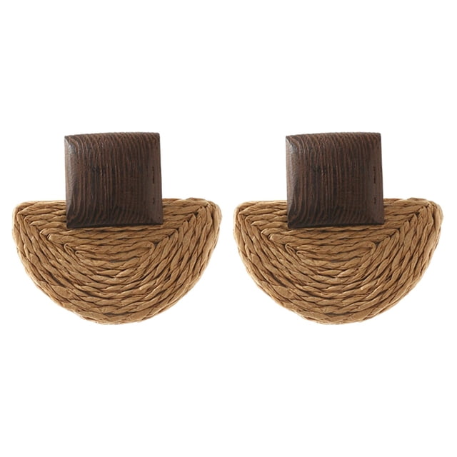 Pendientes colgantes de ratán estilo boho, hechos a mano, trenzados, ideales para aniversarios y para chicas de playa. Marrón