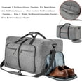 thumbnail image 4 of Bolsa de viaje plegable para hombre y mujer, 65L fin de semana, con plantilla y bolso impermeable, 4 of 5