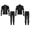 thumbnail image 3 of Yeahdor Kids Girls 2 Piece Figure Skating Training Suit Long Sleeve Zipper Jacket And Rhinestone Leggings Set Light Purple 8, 3 of 7
