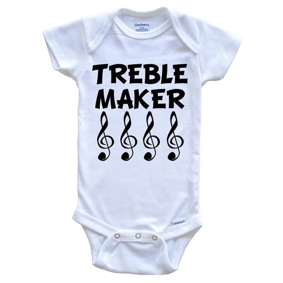 Treble Maker Funny Baby Bodysuit - Music Baby Bodysuit, 0-3 Months White