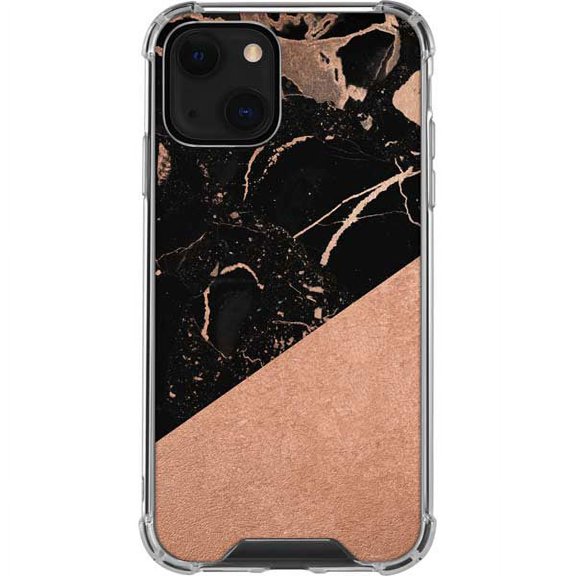 Skinit Marble Black and Rose Gold Marble Split iPhone 13 Clear Case