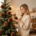 thumbnail image 2 of Yhmxh 6 Pcs Velvet Christmas Ball Ornaments, 3.15 Inch Flocked Christmas Tree Decor Balls, Soft Plush Xmas Hanging Baubles Set for Christmas Tree, Wreath, Holiday Indoor Home Party Decoration, 2 of 6