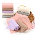 thumbnail image 3 of Naierhg 2Pcs Square Soft Solid Color Coral Fleece Water Absorption Face Hand Towels, 3 of 8