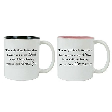 Only thing better than having you as my dad/my mom is my children having you as their grandpa/ their grandma Coffee Mugs Bundle - Gift for Expecting Grandpas, Grandmas for Dad, Grandpa,