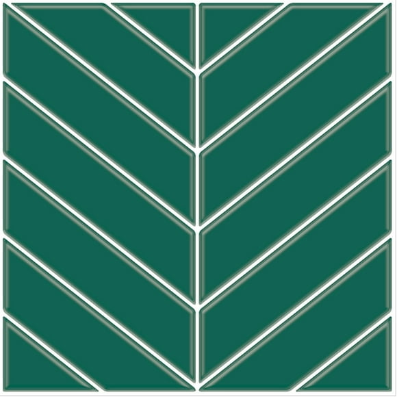 Peel and Stick Herringbone Vinyl Backsplash V-shape Green Tiles for Kitchen Bathroom (10 tiles/set)