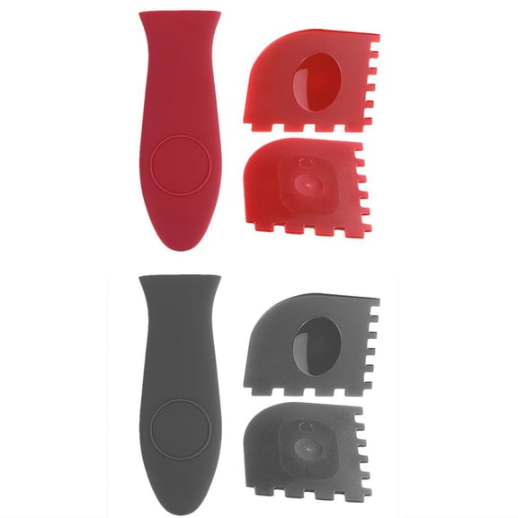 Bearachild 6pcs Aislamiento de cocina Silicona Utensilios de cocina Juego de raspadores de limpieza Manija de olla antideslizante y Protección Utensilios de cocina Bearachild HA017856-00