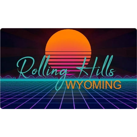 

Rolling Hills Wyoming 4 X 2.25-Inch Fridge Magnet Retro Neon Design
