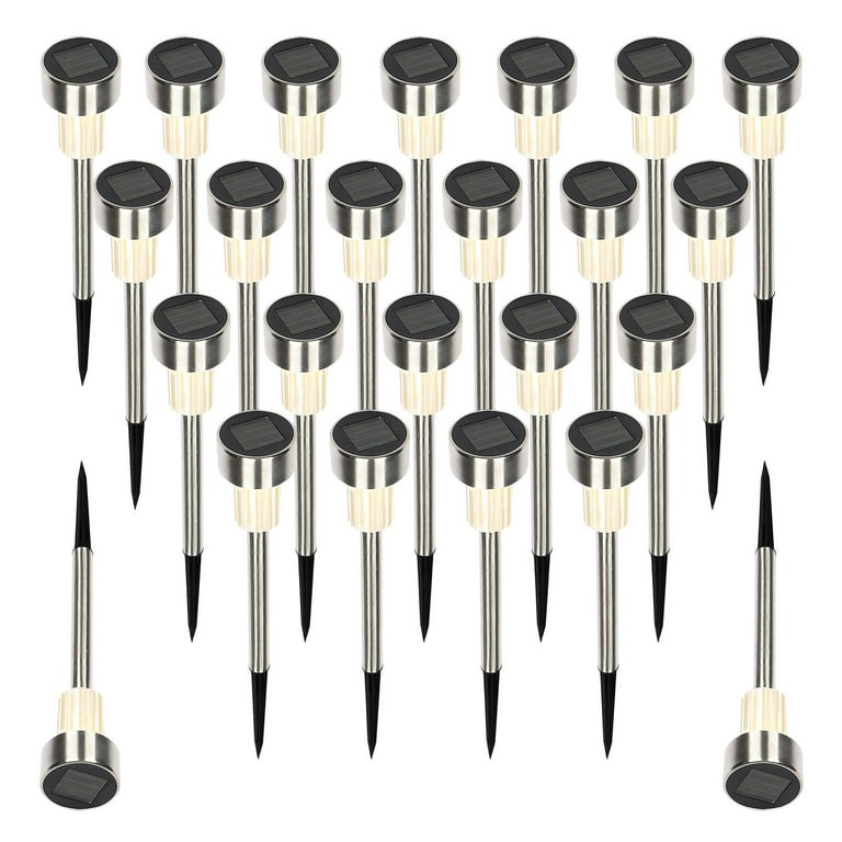 UBesGoo 24PCS Landscape Garden Yard Path Lawn Stainless Steel LED Solar Power Waterproof Light White Color Changing With Spikes UBesGoo 24PCS Landscape Garden Yard Path Lawn Stainless Steel LED Solar Power Waterproof Light White Color Changing With Spikes