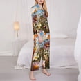 thumbnail image 3 of Fuzoiu Vibrant Field Of Blossoms Print Women's Long-Sleeved Pajama,Lounge Button Down Nightwear,Womens Notch Collar Pajama Set-X-Large, 3 of 7