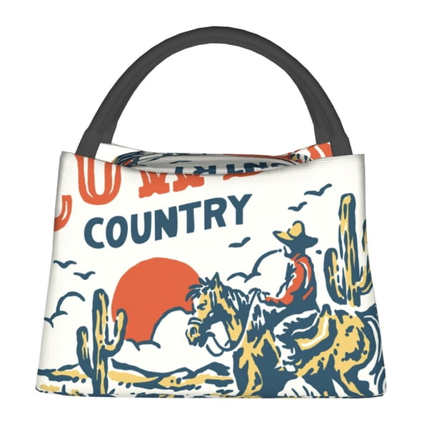Fotbe Cowboy Rising Horse Bolsa Térmica Portátil con Estampado, Bolsa de Entrega de Alimentos Aislada, Bolsa Reutilizable de Gran Capacidad para Comidas y Supermercado