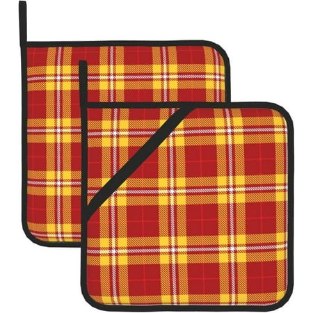 

Sunyuer 2 PCS Pot Holders for Kitchen Orange Scottish Print Pot Holders for Kitchen Heat Resistant Non Slip Potholder with Hanging Loop for BBQ Cooking Baking