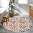 thumbnail image 3 of Round Rug 4Ft Washable Non-Slip, Pink Beige Flowers Circle Area Rugs for Living Room Bedroom, Spring Floral Elegant Pastoral Rustic Indoor Floor Mats Carpet Runner for Home Decor Aesthetic, 3 of 8