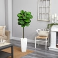 thumbnail image 3 of Nearly Natural 5.5' Fiddle Leaf Artificial Tree in White Tower Planter, Green, 3 of 4