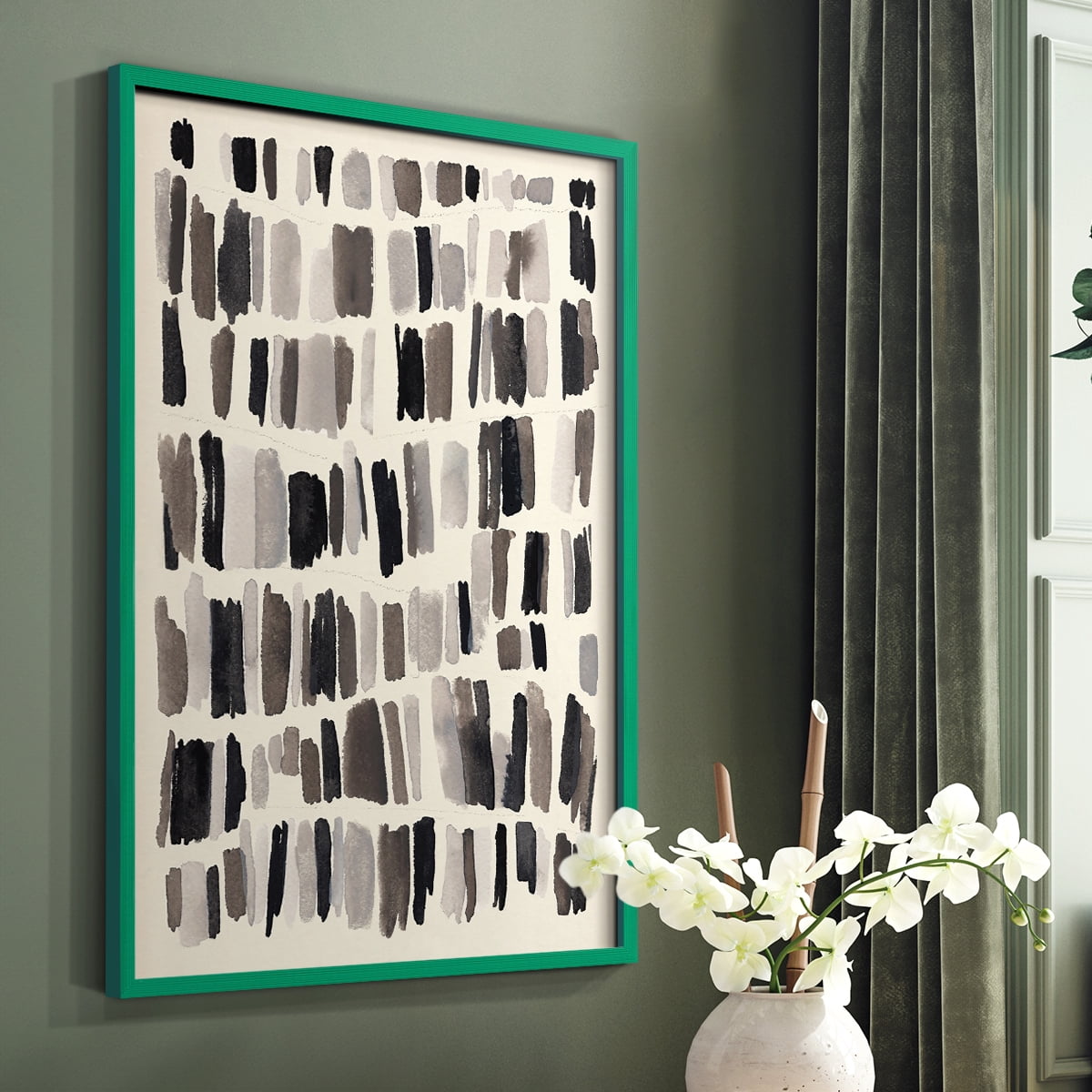 Chalk and Flint II Framed Print in Green Solid Wood Framed Print No Nail Hanging