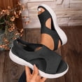 thumbnail image 2 of Xfvqtps Womens Knit Slip on Sandals Open Toe Casual Slides with Low Wedge Stretch Comfortable Breathable Walking Summer Shoes, 2 of 9