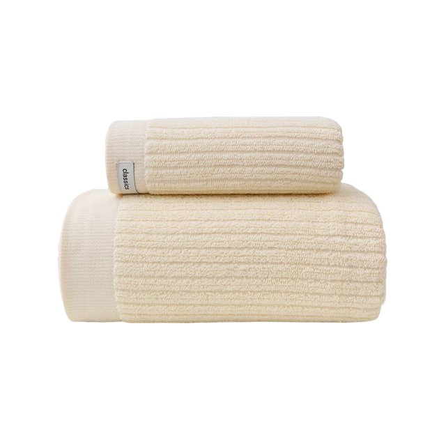 QualitChoice 2 Pcs/ensemble Serviette de Bain en Coton Hommes Femmes Rectangulaire Inaltérable Accessoires de Bain Douche Visage Cheveux Beige
