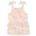 thumbnail image 2 of Young Hearts Baby Girl 2 PACK RIB FLORAL ROMPERS W/HEADBAND (Size 3M-9M), 2 of 5