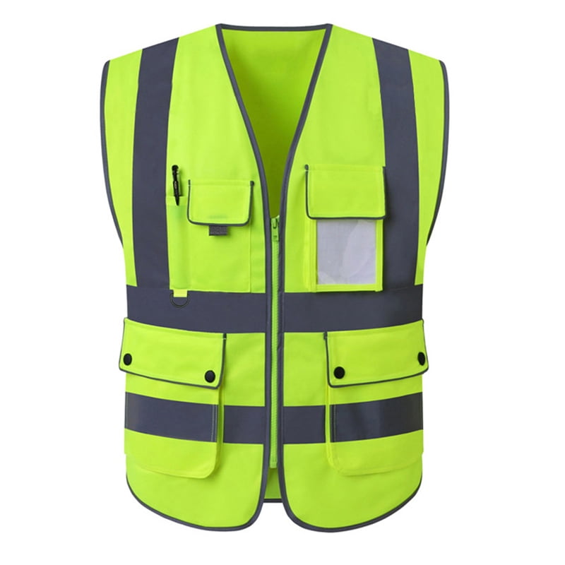 TOPTIE 8 Pockets High Visibility Safety Vest ANSI ISEA Class 2 Reflective Vest-Neon Orange-XL