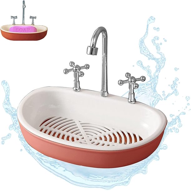 Soporte para jabonera con forma de grifo con drenaje de ventosa extraíble, no perforado, fácil de limpiar, secar, evita que se pegue el jabón, soporte para drenaje del baño