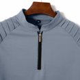 thumbnail image 5 of JTieacloth Button Classic T-Shirt Men's Slim Fit Zipper Shirt Casual Stretch Shoulder Pleated Zip Up Shirt Modern Stylish Long Sleeve Top For Men Gray XL, 5 of 5