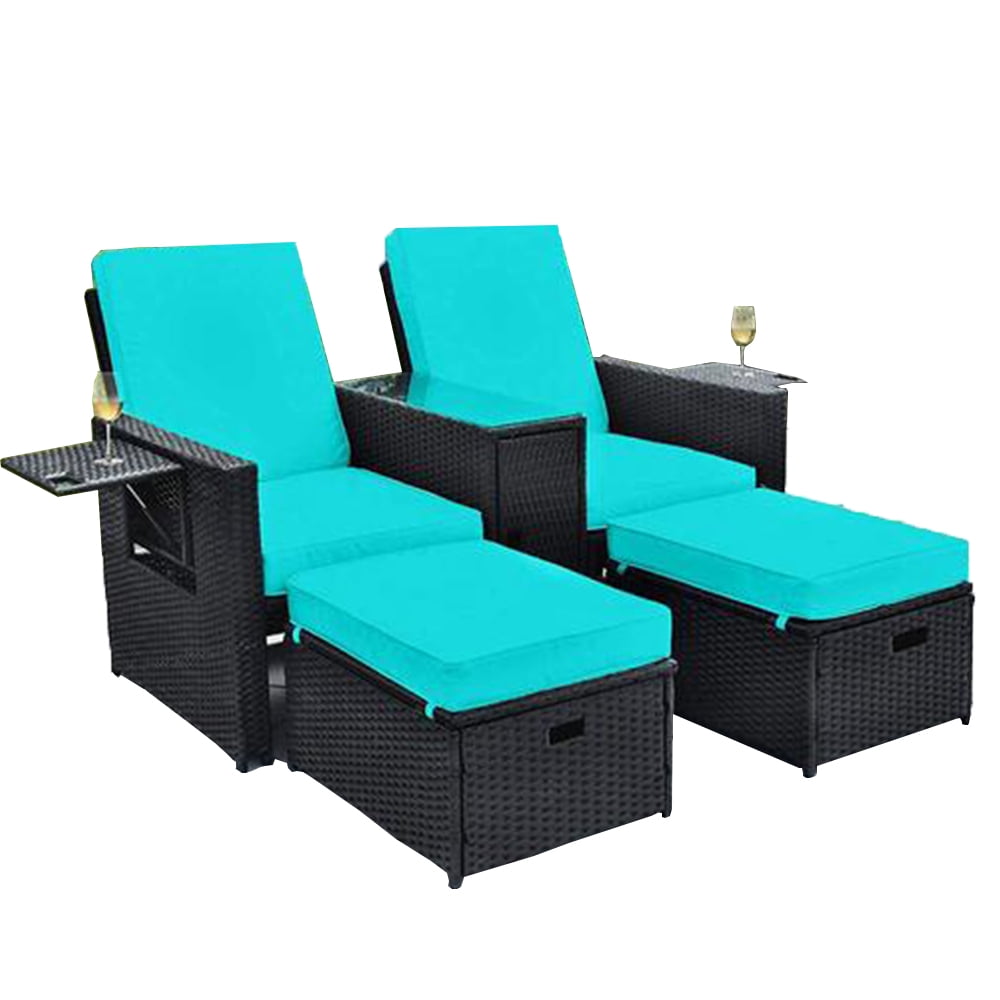 Outdoor Rattan Sofa Set With Cushion, Outdoor Reclining Patio Chair Cushions Clearance
