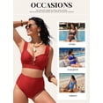 thumbnail image 4 of SHEWIN Women's 2 Pieces Bikini Swimsuit, High Waist Cut-Out Spaghetti Straps, Set (Women's), 4 of 10