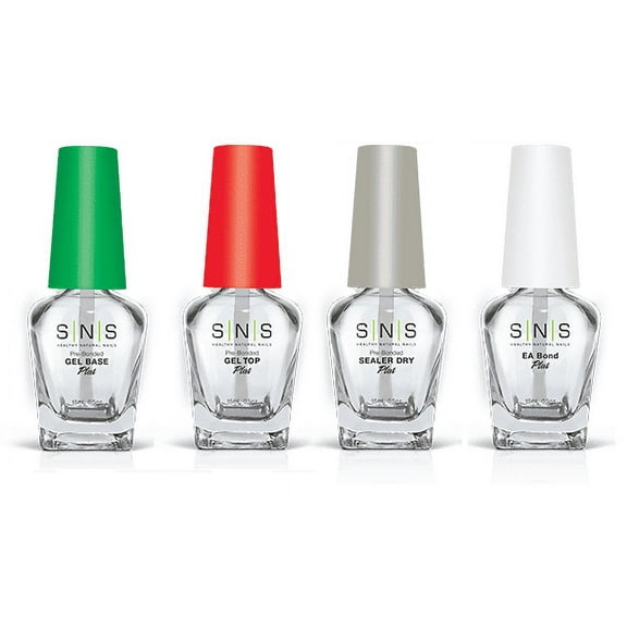 SNS Pre-Bonded Gel Base, Gel Top, Sealer Dry, & EA Bond Nail Polish (for Nail Dip Powders), 0.5 Fl Oz Each