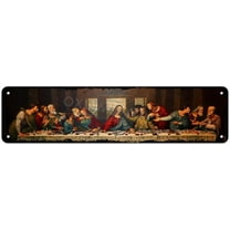 Last Supper Wall Decor Metal Signs Vintage Chic Art Plaque Jesus Christ Home Farmhouse Bedroom Kitchen Living Room Wall Decor Religious Lover Gifts, Aluminium, 4x16 inch