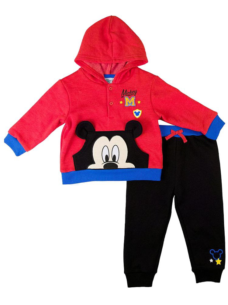 Disney Baby Boys Mickey Mouse Hoodie Fleece & Jogger 2-Piece Pant Set Newborn/Infant
