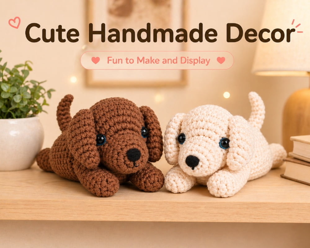 2 Pack Golden Retriever Crochet Kit for Beginners, Dog Amigurumi Starter Set with Step by Step Video Tutorial, TIKA