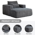 thumbnail image 4 of BUIORD Accent Chair with Ottoman, 62.5" Oversized Corduroy Single Sofa Armchair, for Living Room Bedroom, No Assembly Required, Gray, 4 of 9