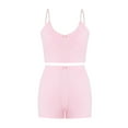 thumbnail image 2 of Douhoow 2Pcs Women Summer Pajamas, V-neck Sleeveless Camisole and Elastic Shorts, 2 of 9