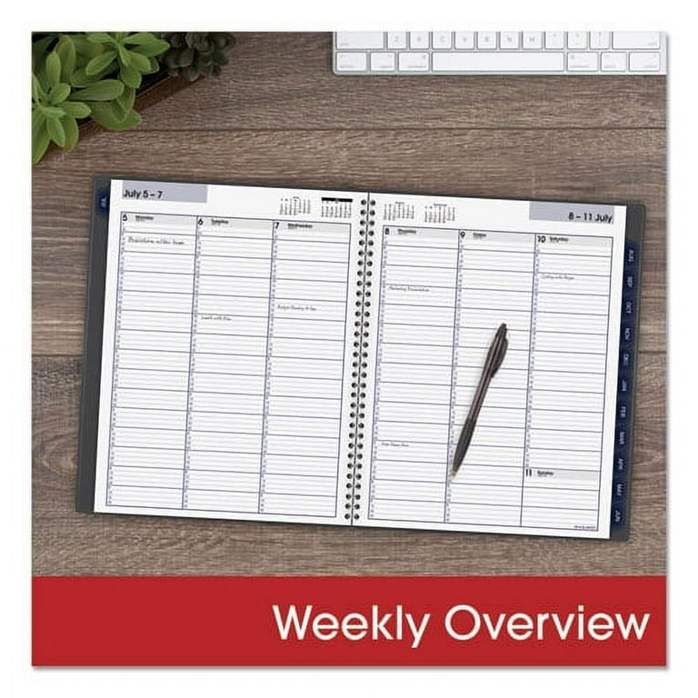DayMinder Academic Weekly/Monthly Desktop Planner, 11 x 8.5, Charcoal Cover, 12-Month (July to June): 2023 to 2024