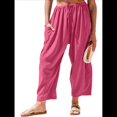 thumbnail image 2 of Pantalones Palazzo Harem Informales Holgados con Cordón para Mujer, para Verano, Playa, Viajes, Vacaciones, con Bolsillos. Rosa Roja L, 2 of 6