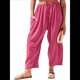 thumbnail image 2 of Pantalones Palazzo Harem Informales Holgados con Cordón para Mujer, para Verano, Playa, Viajes, Vacaciones, con Bolsillos. Rosa Roja XL, 2 of 6